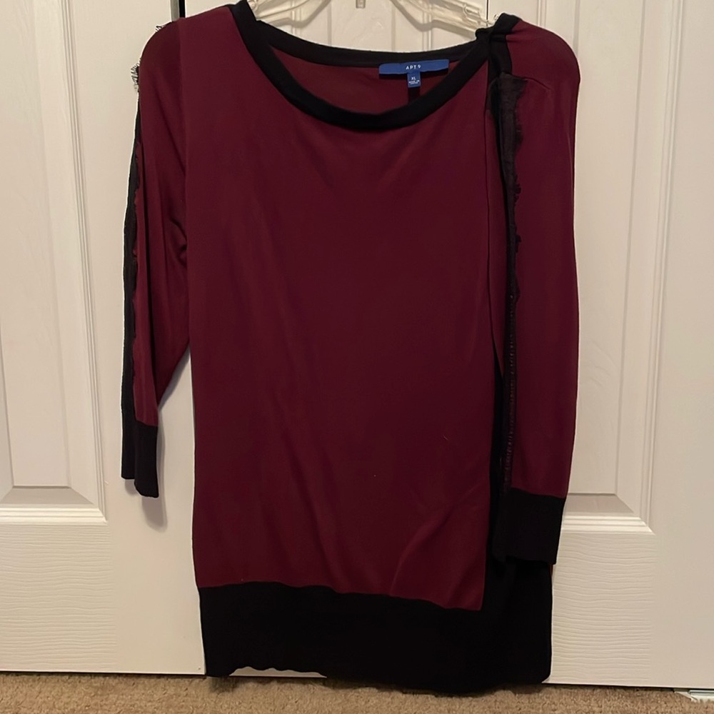 Burgundy and black Apt 9 sweater with lace